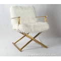 Современный роскошный дизайн Jodi White Sheepskin обеденный стул